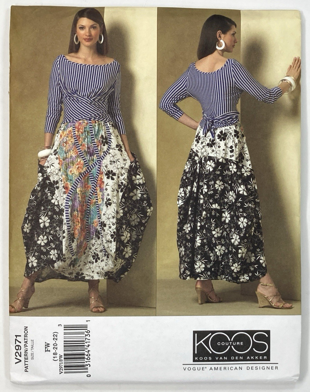 KOOS Couture Vogue V2971 Pattern Misses Knit Top Boho Maxi Skirt Sz 18-22 UC '07